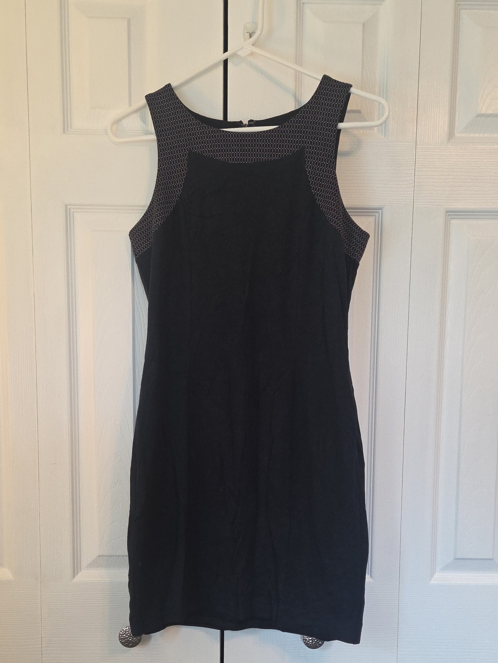 Banana Republic Navy Sleeveless Sheath Dress with Patterned Yoke